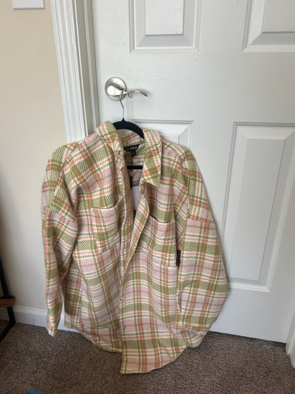 ZANZEA Pink & Olive Plaid Button-Down Shirt Jacket